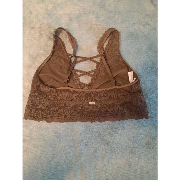 Victoria's Secret PINK size S Brown Lace Halter Strappy Bralette Bra - Picture 2 of 3